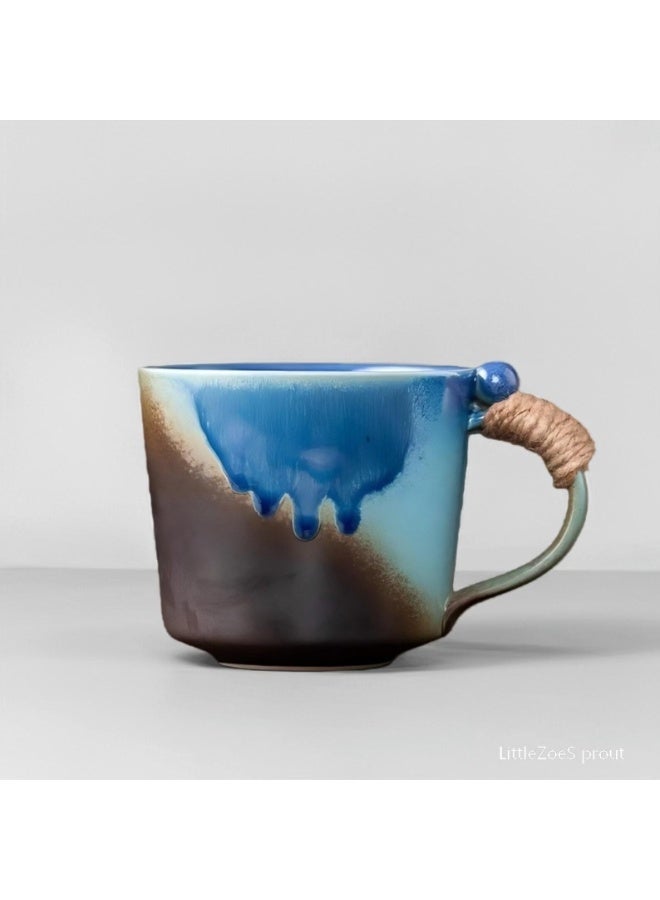 Clink Handmade Rustic Ceramic Japanese Style Mug with Rope Handle – Artisan Glaze Coffee & Tea Cup - Image 2